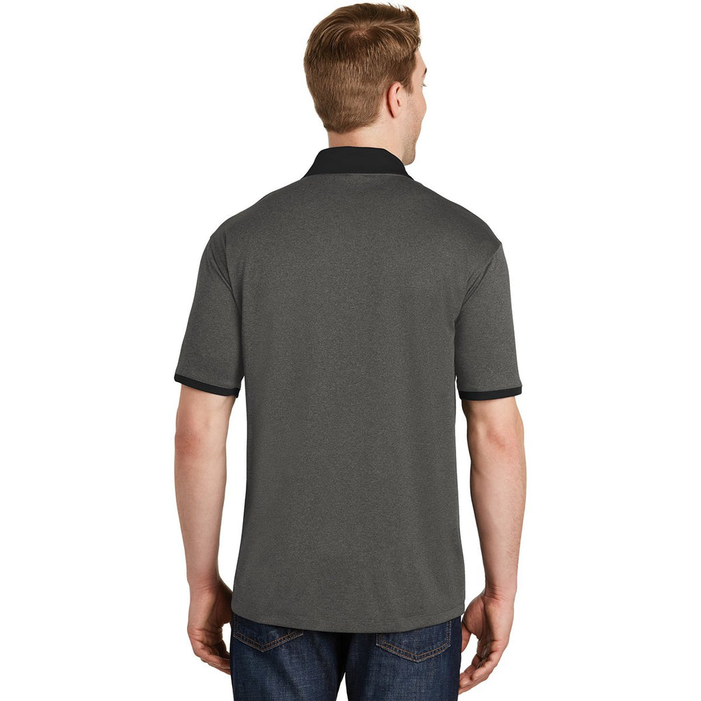 Sport-Tek Men's Graphite Heather/Black Heather Contender Contrast Polo