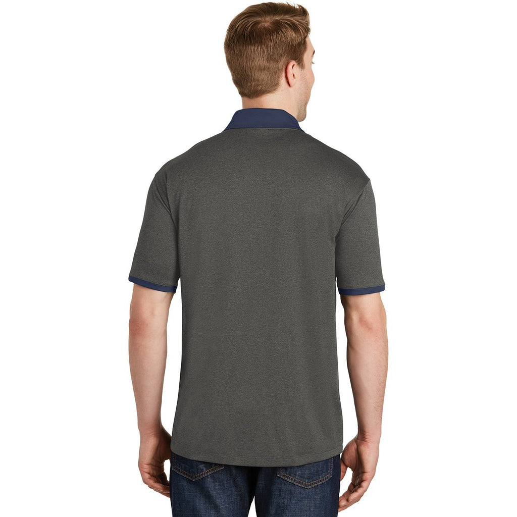 Sport-Tek Men's Graphite Heather/True Navy Heather Contender Contrast Polo