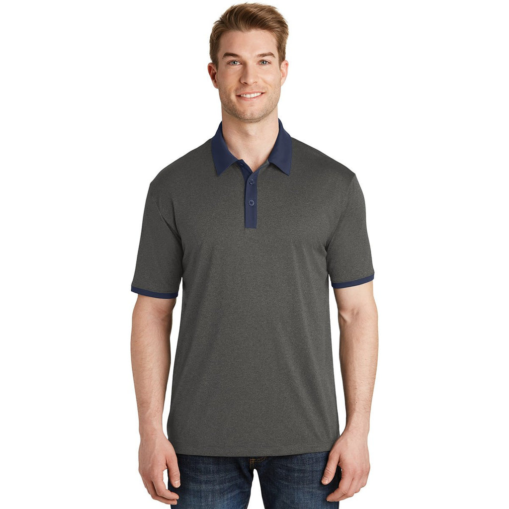 Sport-Tek Men's Graphite Heather/True Navy Heather Contender Contrast Polo