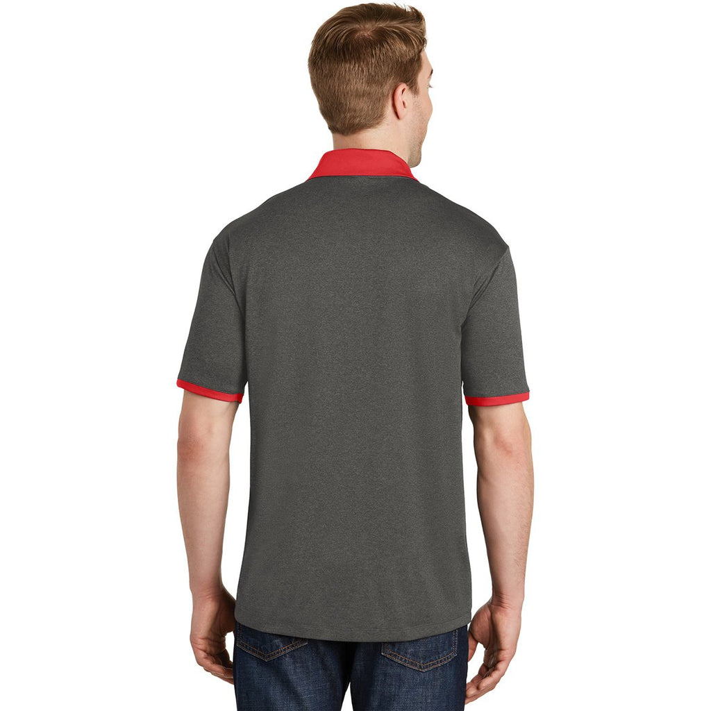 Sport-Tek Men's Graphite Heather/True Red Heather Contender Contrast Polo