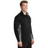 Sport-Tek Men's Black/Charcoal Grey Heather Sport-Wick Stretch Contrast 1/2-Zip Pullover