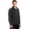 Sport-Tek Men's Black/Iron Grey Sport-Wick Textured Colorblock 1/4-Zip Pullover