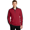 Sport-Tek Men's Deep Red/Black Sport-Wick Textured Colorblock 1/4-Zip Pullover