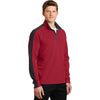 Sport-Tek Men's Deep Red/Black Sport-Wick Textured Colorblock 1/4-Zip Pullover