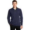 Sport-Tek Men's True Navy/Iron Grey Sport-Wick Textured Colorblock 1/4-Zip Pullover