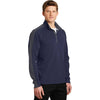 Sport-Tek Men's True Navy/Iron Grey Sport-Wick Textured Colorblock 1/4-Zip Pullover