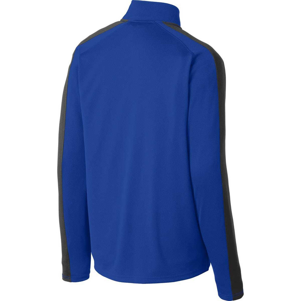 Sport-Tek Men's True Royal/Black Sport-Wick Textured Colorblock 1/4-Zip Pullover