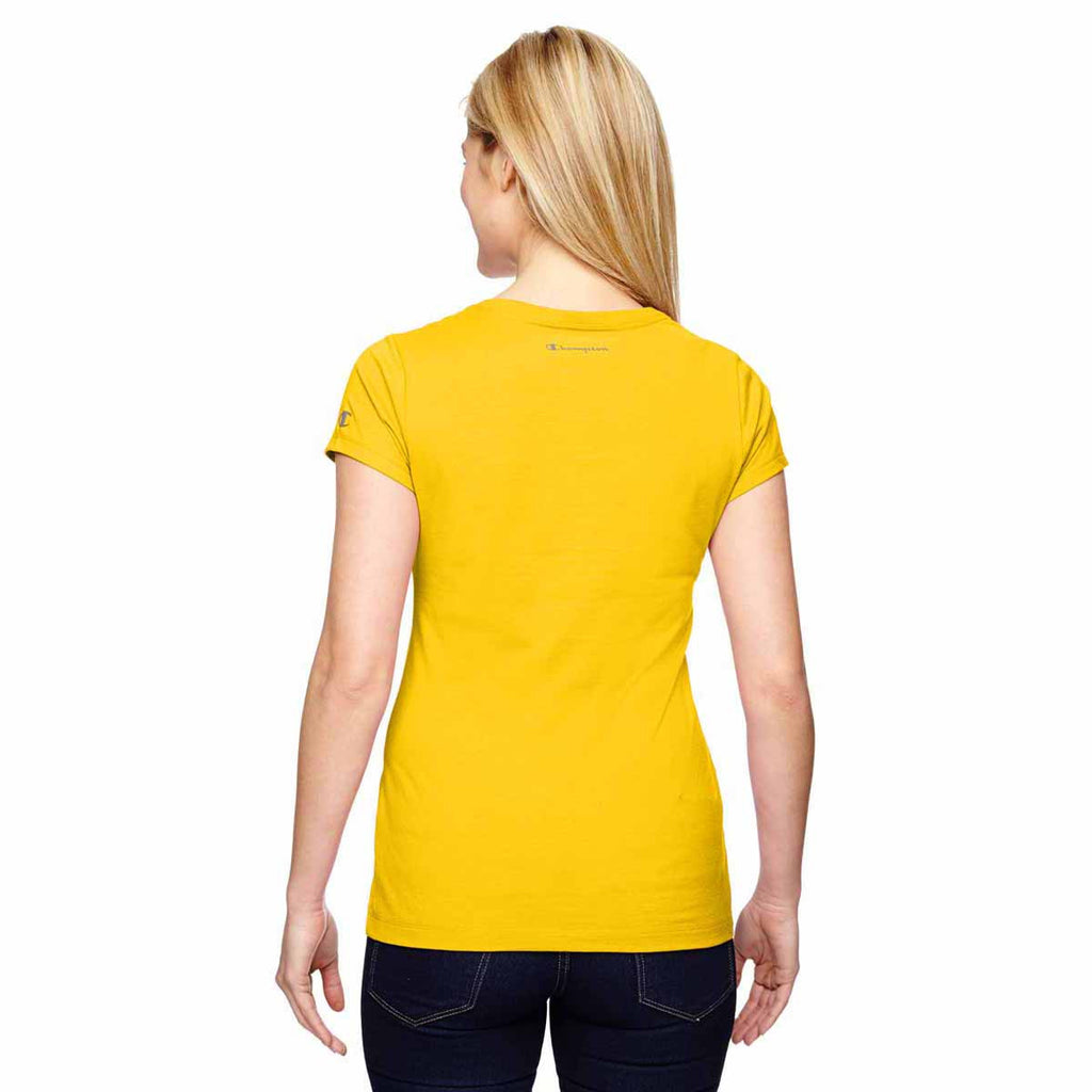 Champion Women's Sport Athletic Gold for Team 365 Vapor Cotton Short-Sleeve V-Neck