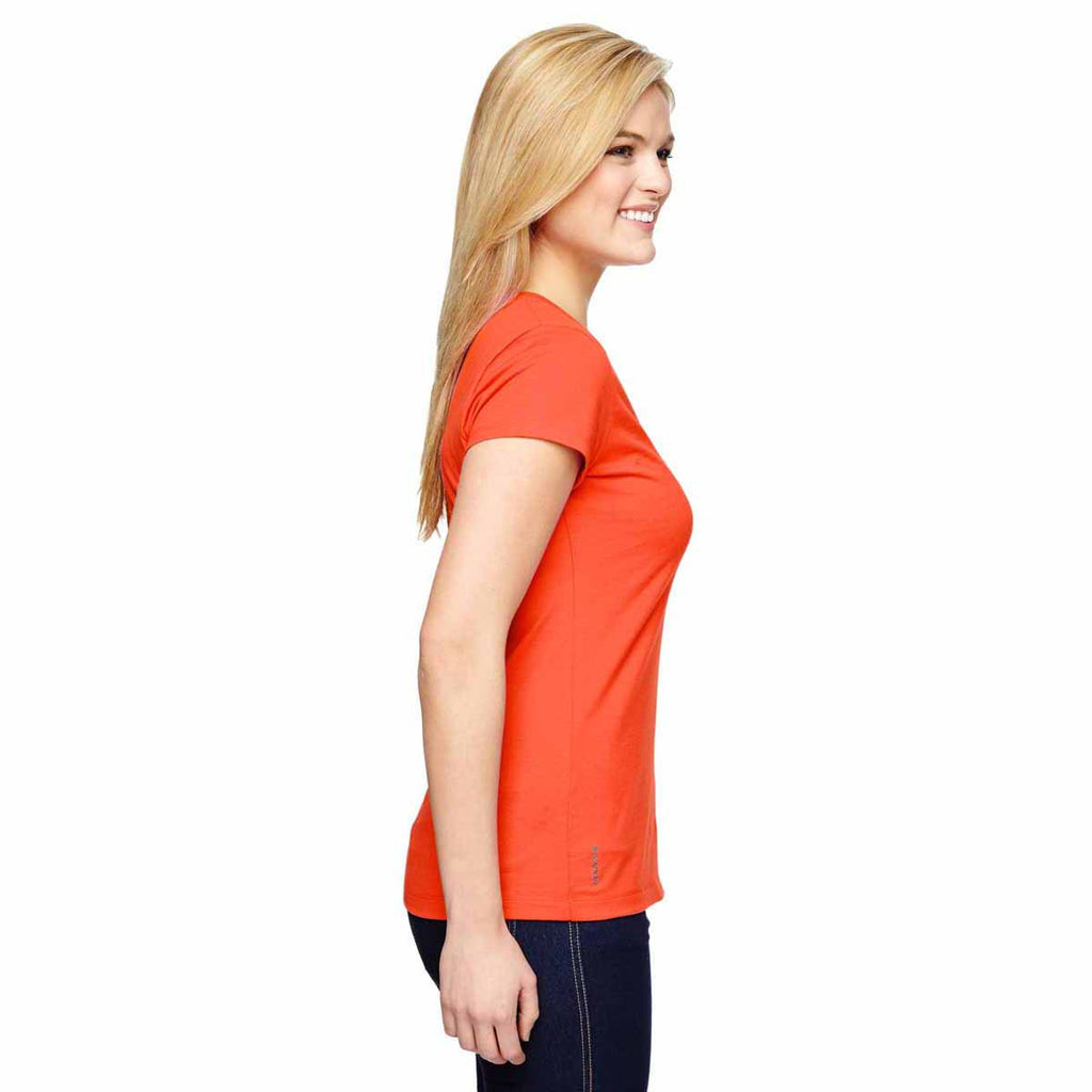 Champion Women's Sport Orange for Team 365 Vapor Cotton Short-Sleeve V-Neck