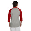 Champion Men's Grey/Scarlet Red Baseball T-Shirt