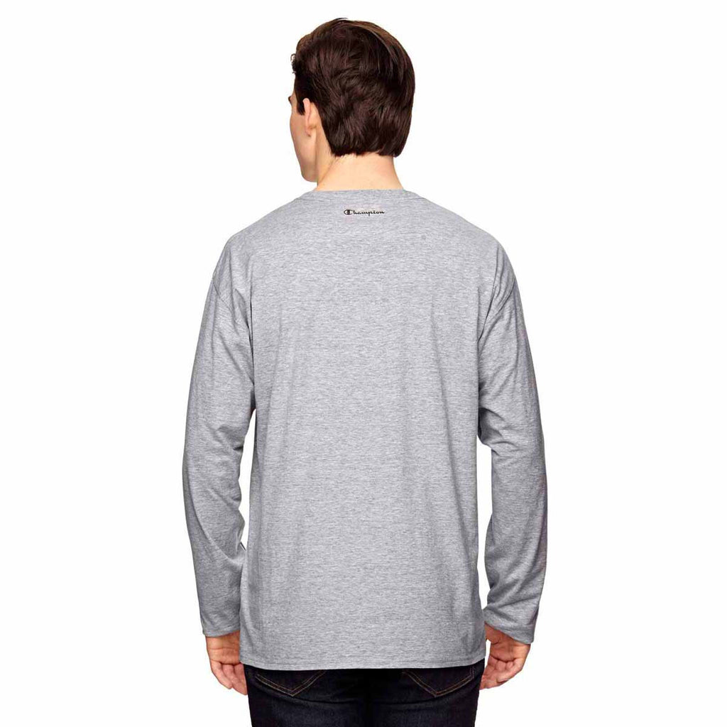Champion Men's Athletic Heather Vapor Cotton Long-Sleeve T-Shirt