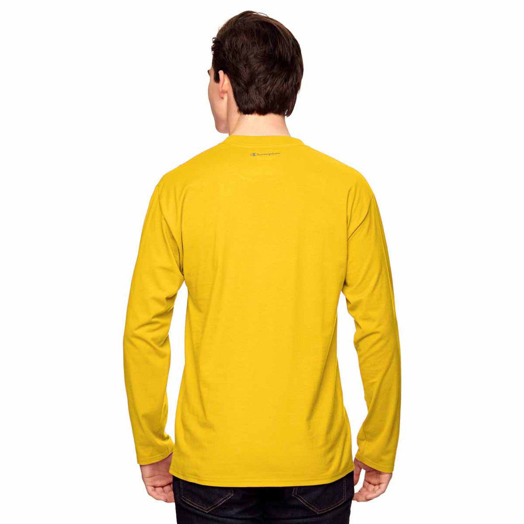 Champion Men's Sport Athletic Gold Vapor Cotton Long-Sleeve T-Shirt