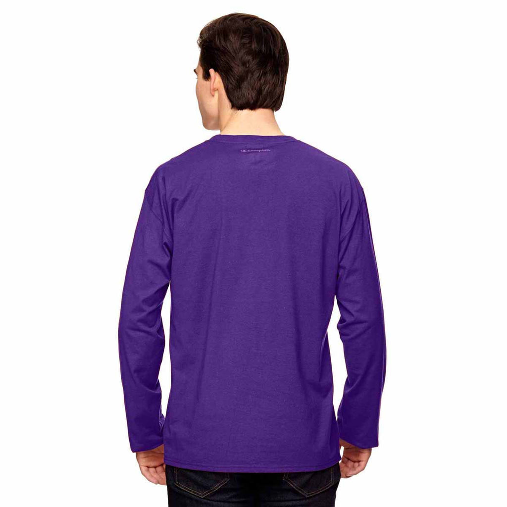 Champion Men's Sport Purple Vapor Cotton Long-Sleeve T-Shirt