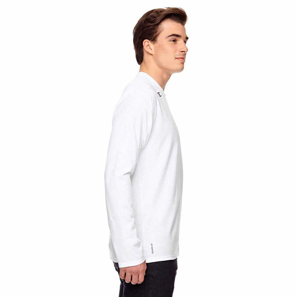 Champion Men's White Vapor Cotton Long-Sleeve T-Shirt