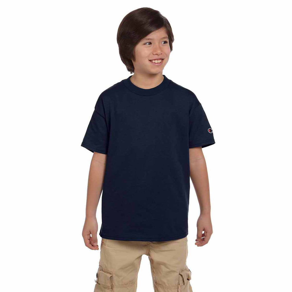 Champion Youth Navy 6.1-Ounce Short-Sleeve T-Shirt