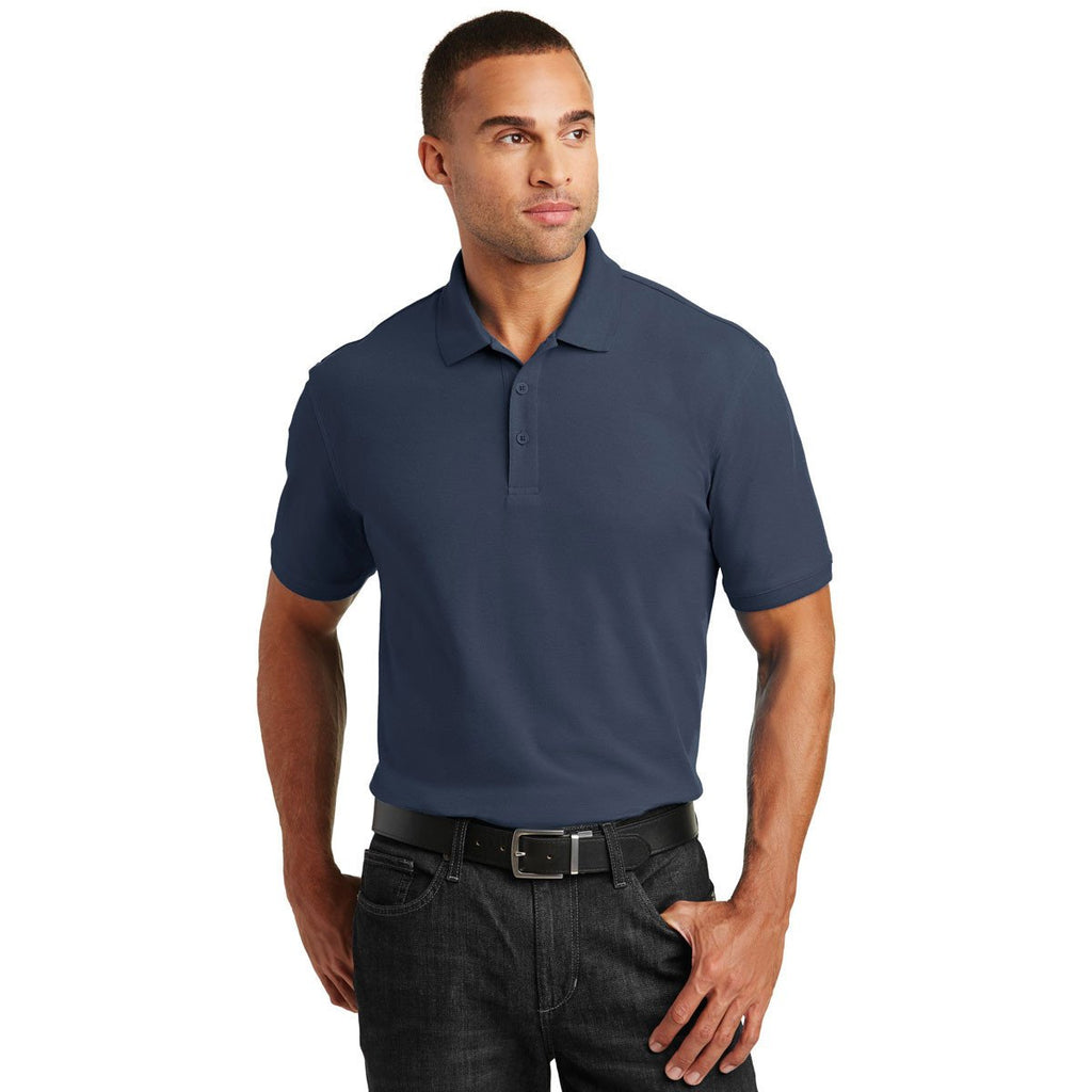 Port Authority Men's River Blue Navy Tall Core Classic Pique Polo