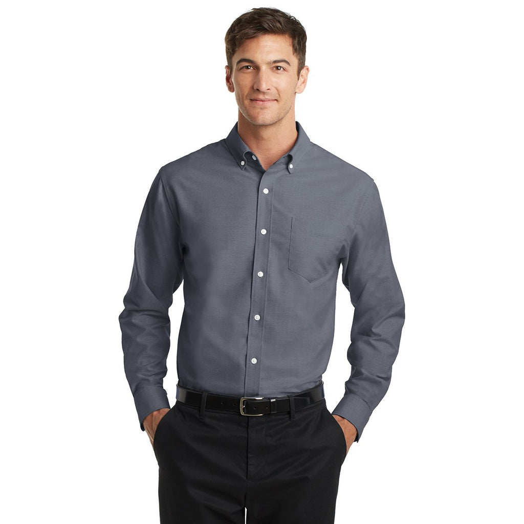 Port Authority Men's Black Tall Superpro Oxford Shirt