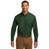 Port Authority Men's Deep Forest Green Long Sleeve Carefree Poplin Shirt