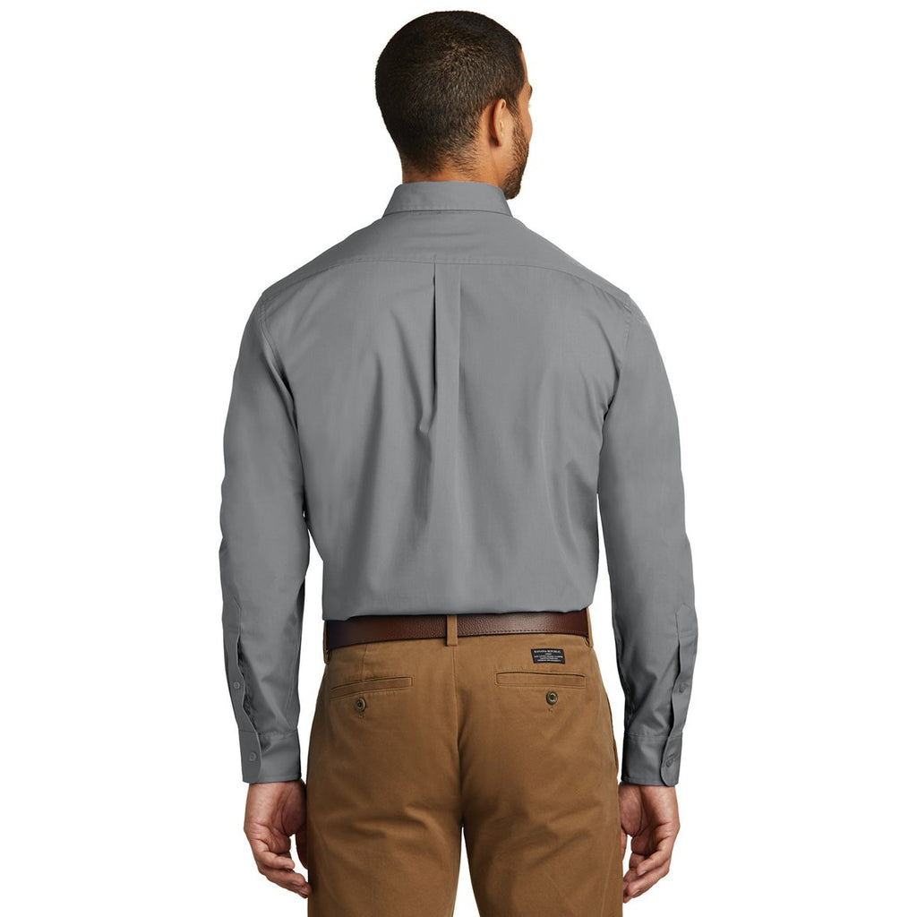 Port Authority Men's Gusty Grey Long Sleeve Carefree Poplin Shirt