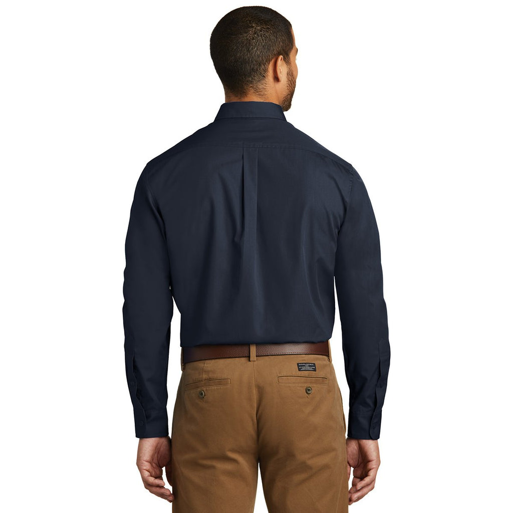 Port Authority Men's River Blue Navy Long Sleeve Carefree Poplin Shirt
