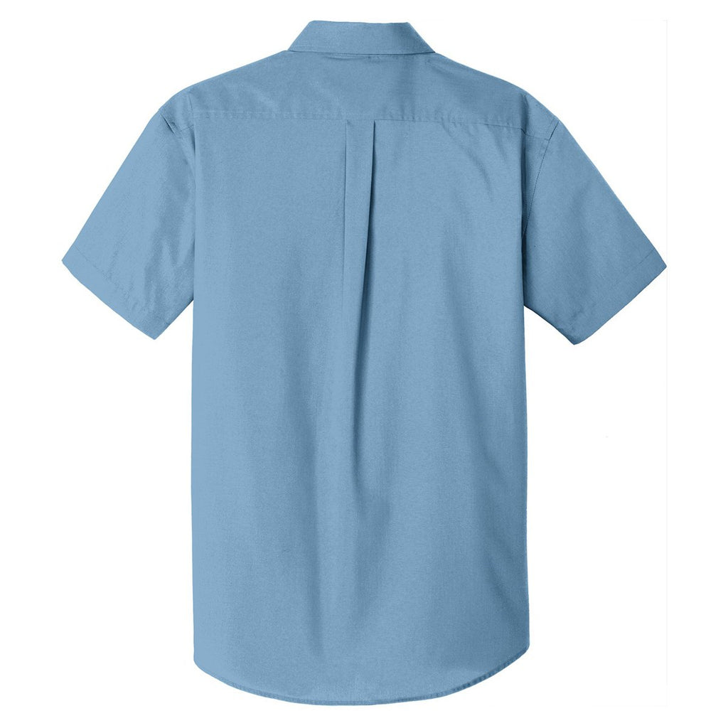 Port Authority Men's Carolina Blue Short Sleeve Carefree Poplin Shirt
