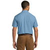 Port Authority Men's Carolina Blue Short Sleeve Carefree Poplin Shirt