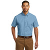 Port Authority Men's Carolina Blue Short Sleeve Carefree Poplin Shirt