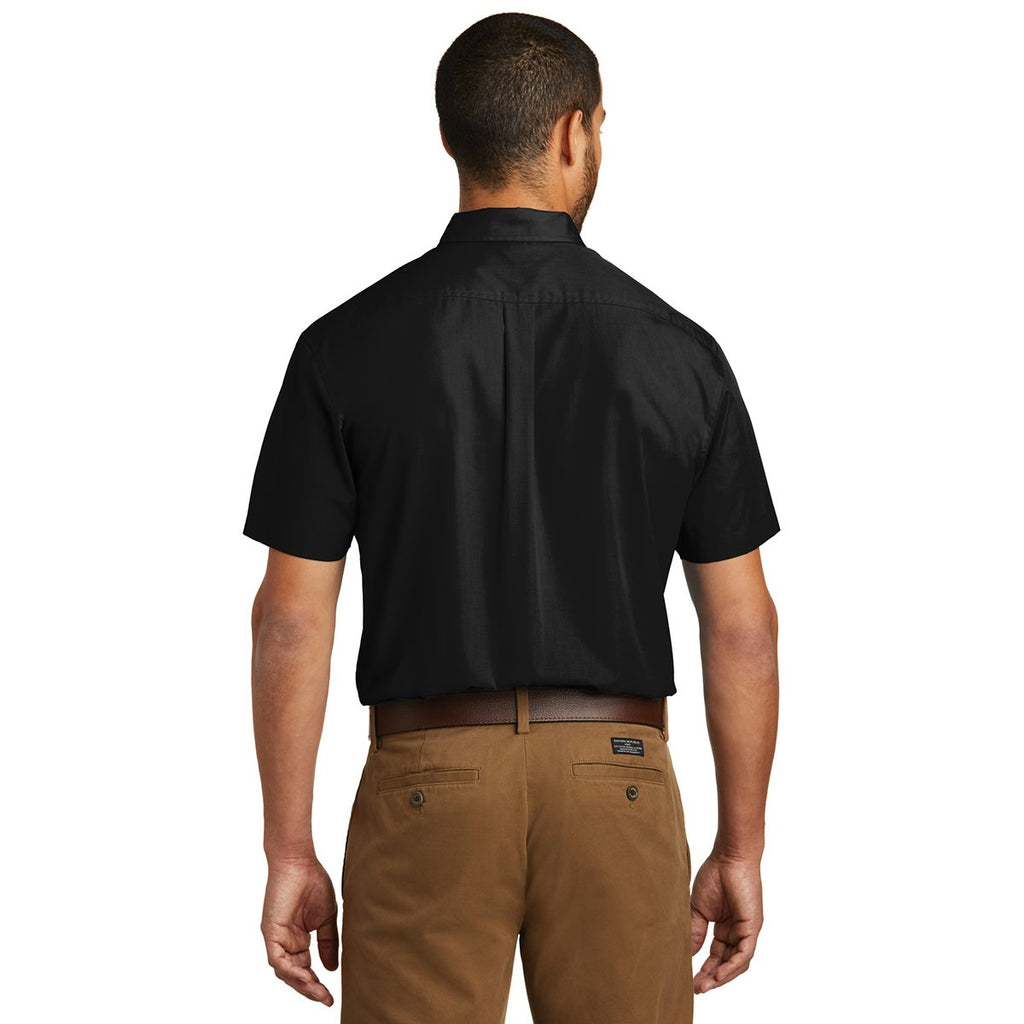 Port Authority Men's Deep Black Short Sleeve Carefree Poplin Shirt