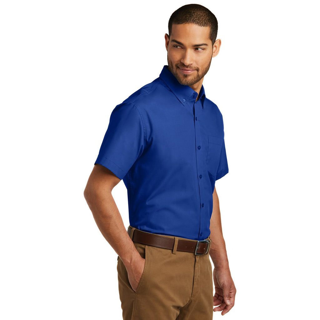 Port Authority Men's True Royal Short Sleeve Carefree Poplin Shirt
