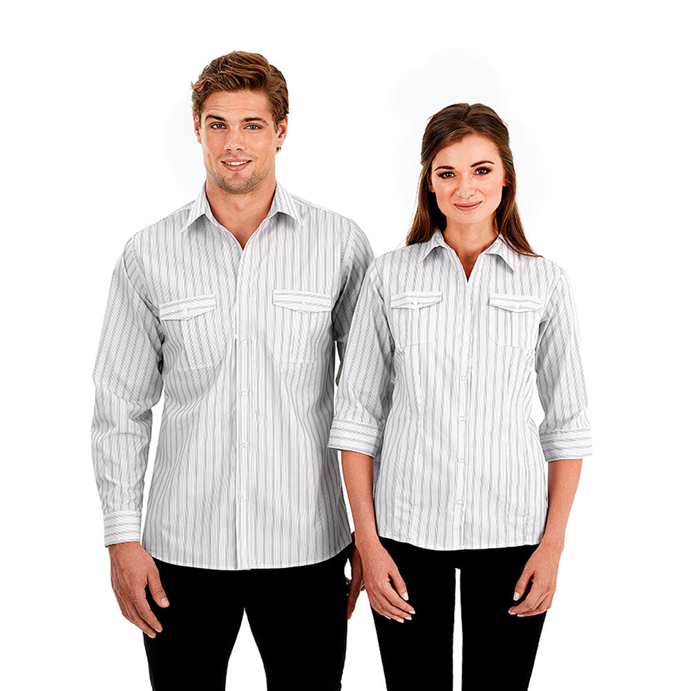 Identitee Men's White/Steel Grey Cassidy Short Sleeve Shirt