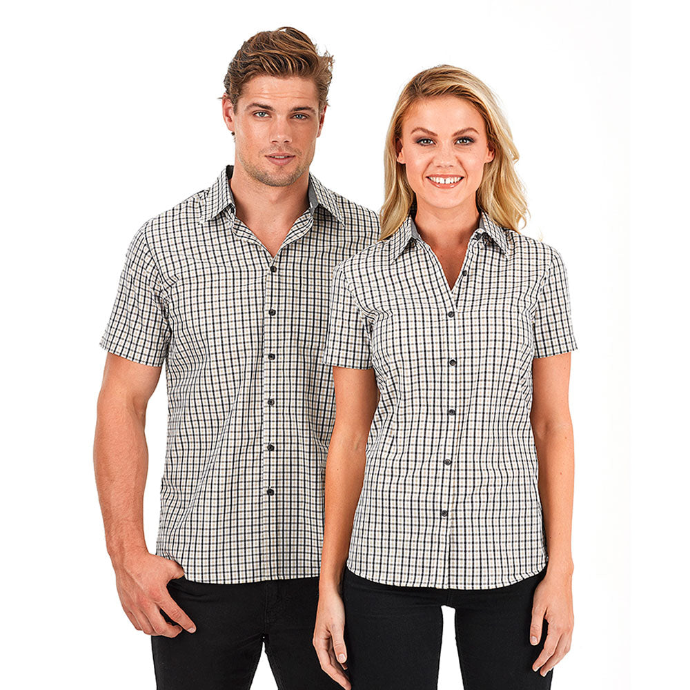 Identitee Men's Taupe/Black/White Hudson Short Sleeve Shirt