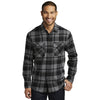 Port Authority Men's Grey/Black Plaid Flannel Shirt
