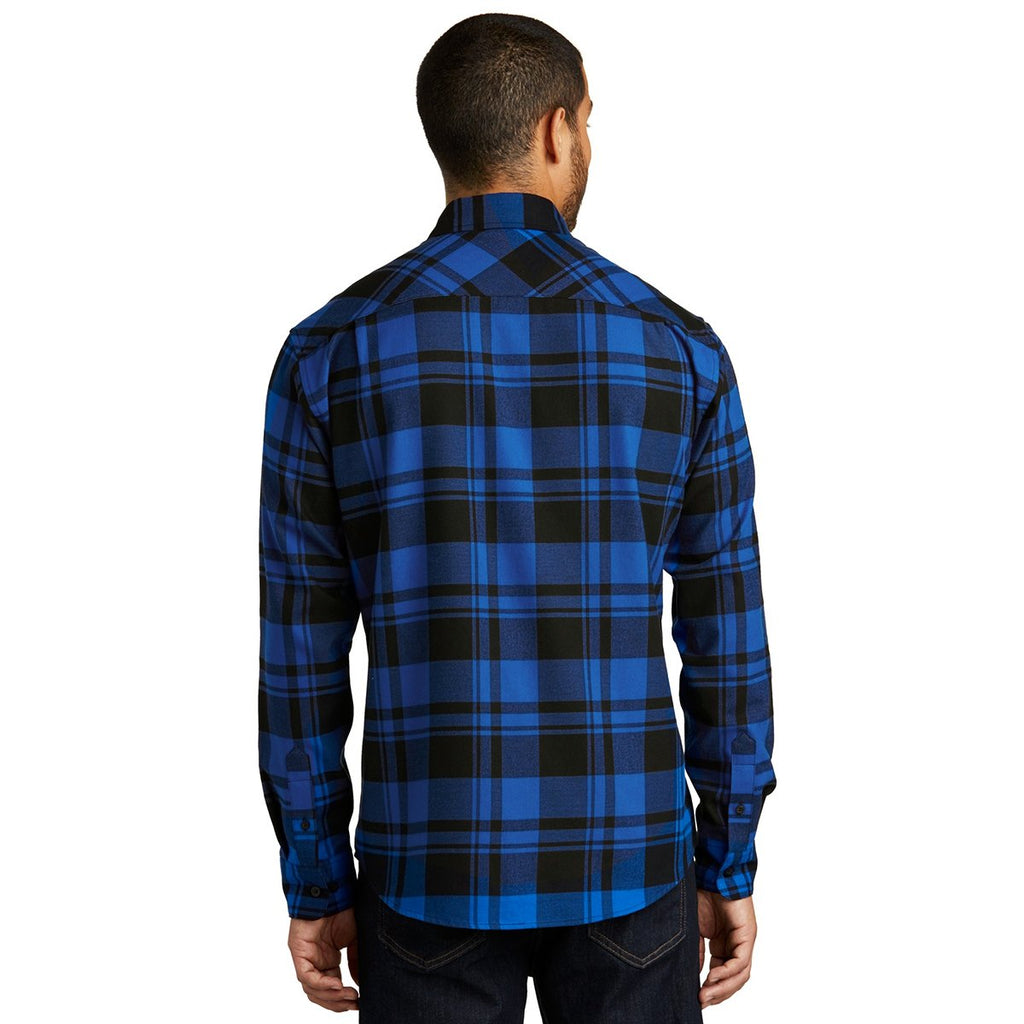 Port Authority Men's Royal/Black Plaid Flannel Shirt
