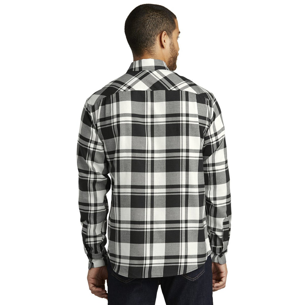 Port Authority Men's Snow White/Black Plaid Flannel Shirt