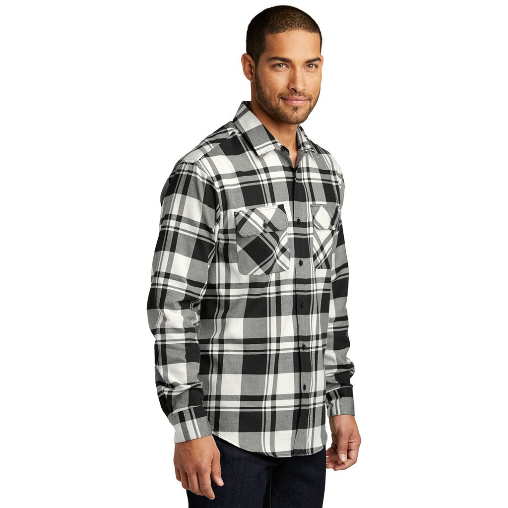 Port Authority Men's Snow White/Black Plaid Flannel Shirt