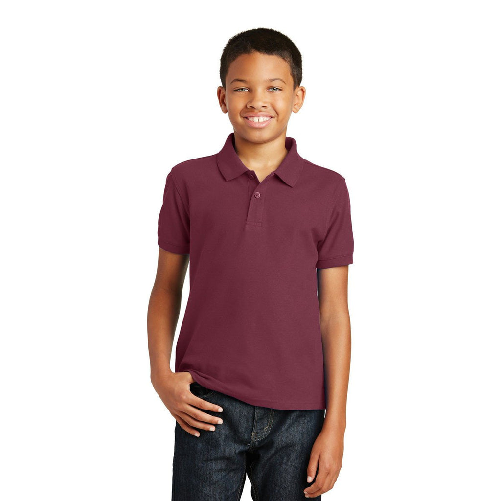 Port Authority Youth Burgundy Core Classic Pique Polo