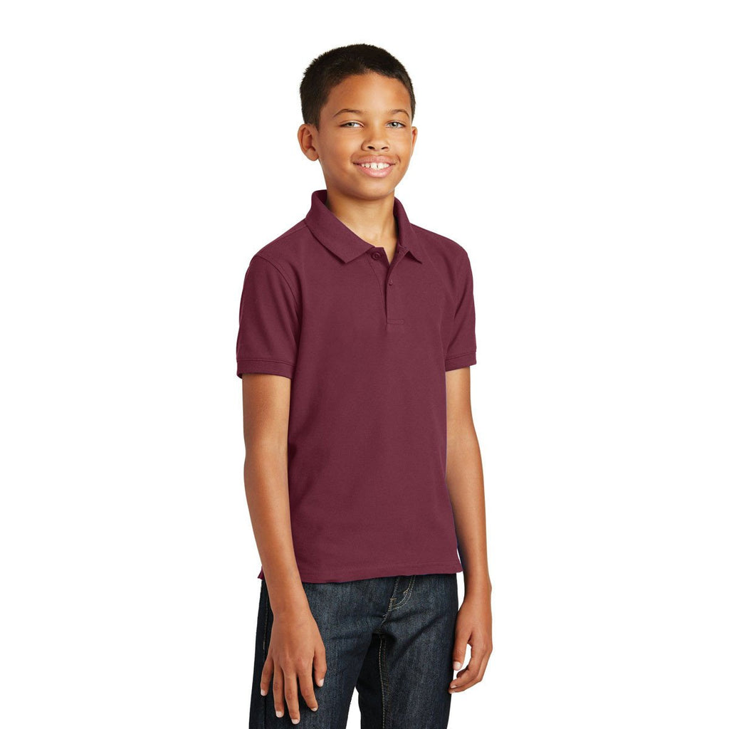 Port Authority Youth Burgundy Core Classic Pique Polo