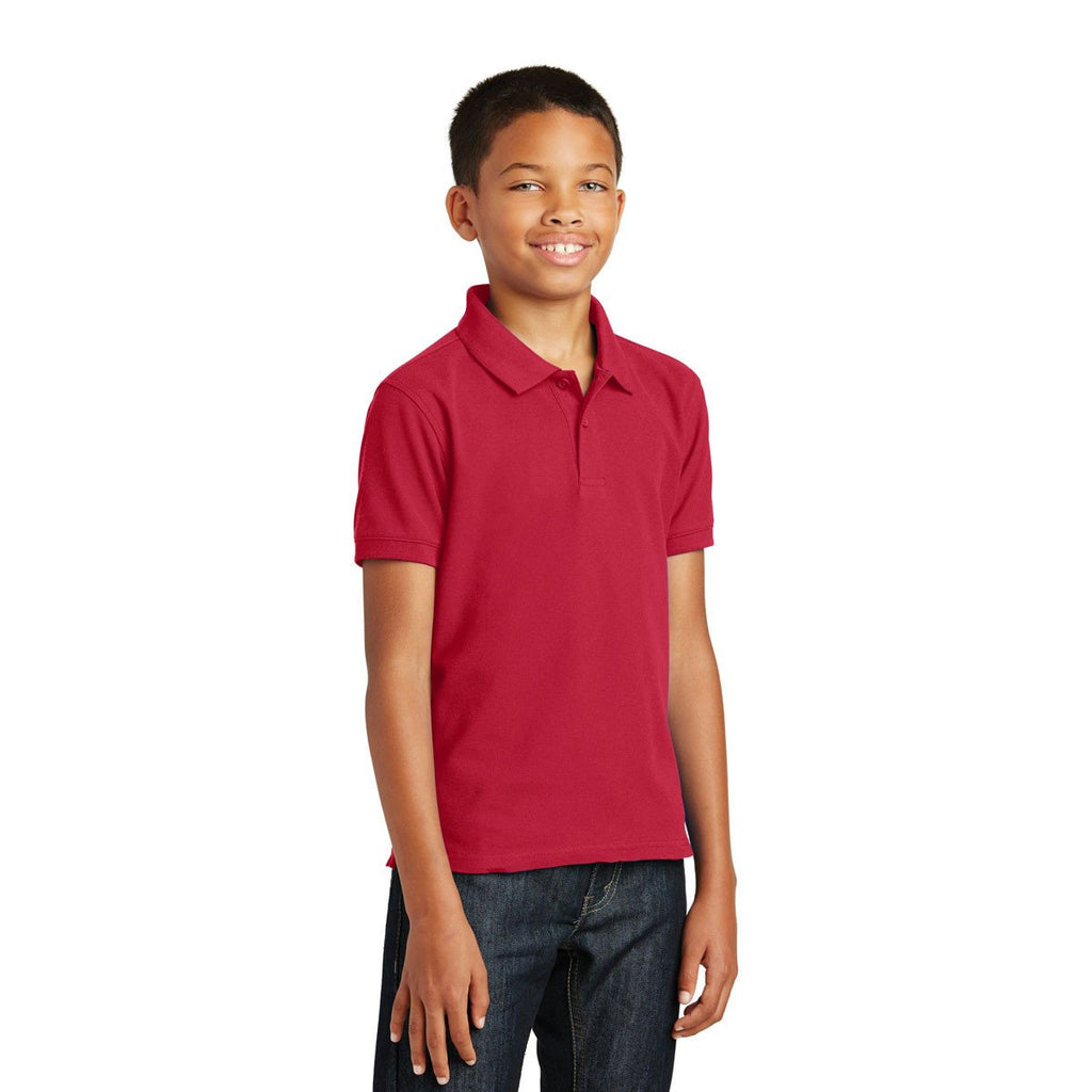 Port Authority Youth Rich Red Core Classic Pique Polo