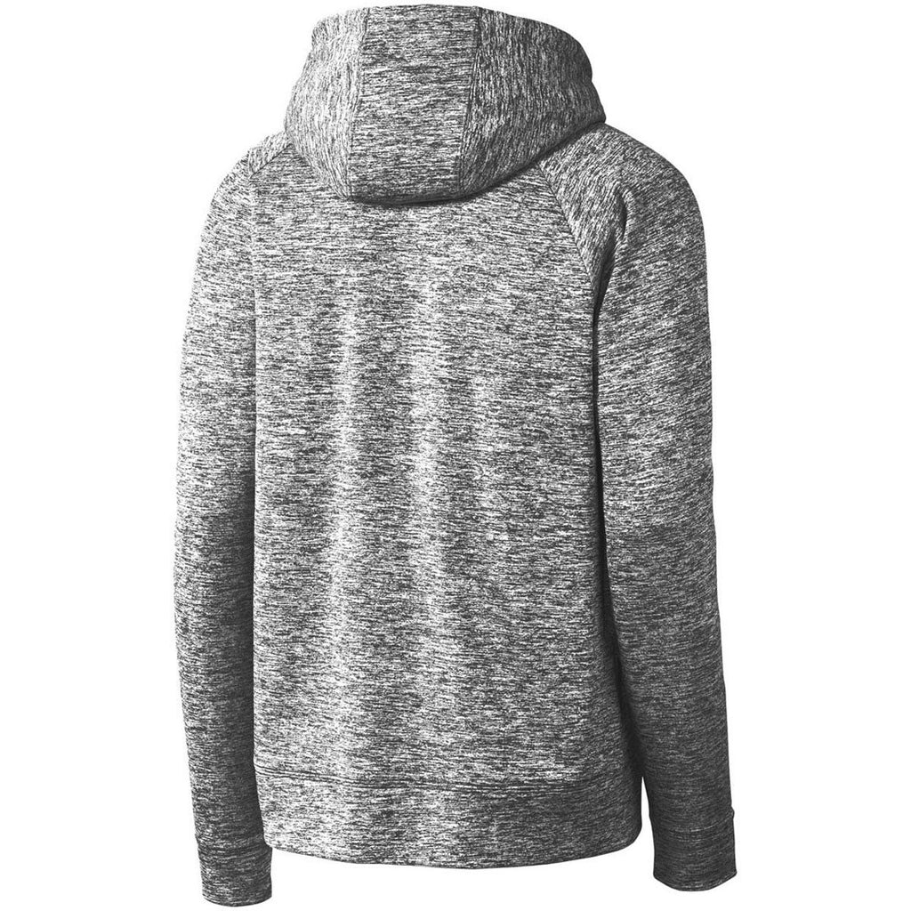 Sport-Tek Youth Black Electric Heather PosiCharge Fleece Hooded Pullover