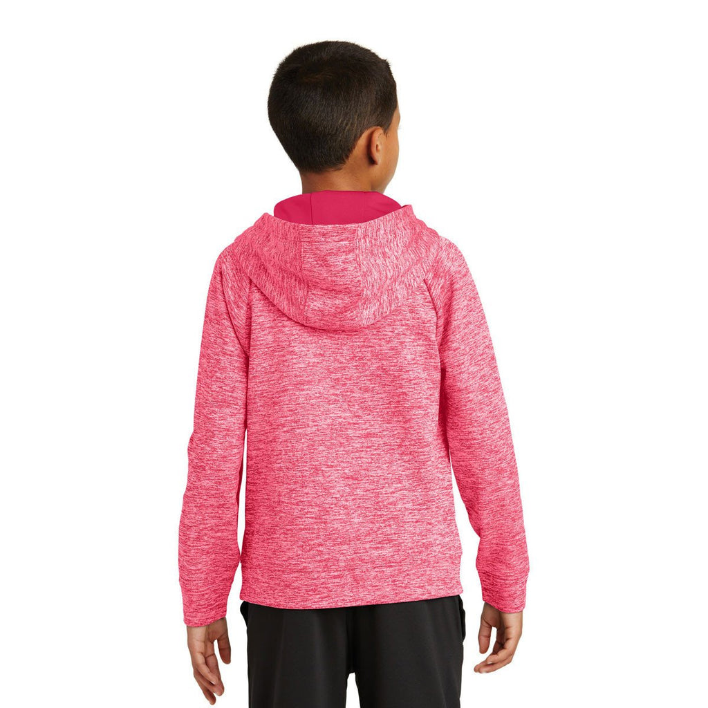 Sport-Tek Youth Power Pink Electric Heather PosiCharge Fleece Hooded Pullover