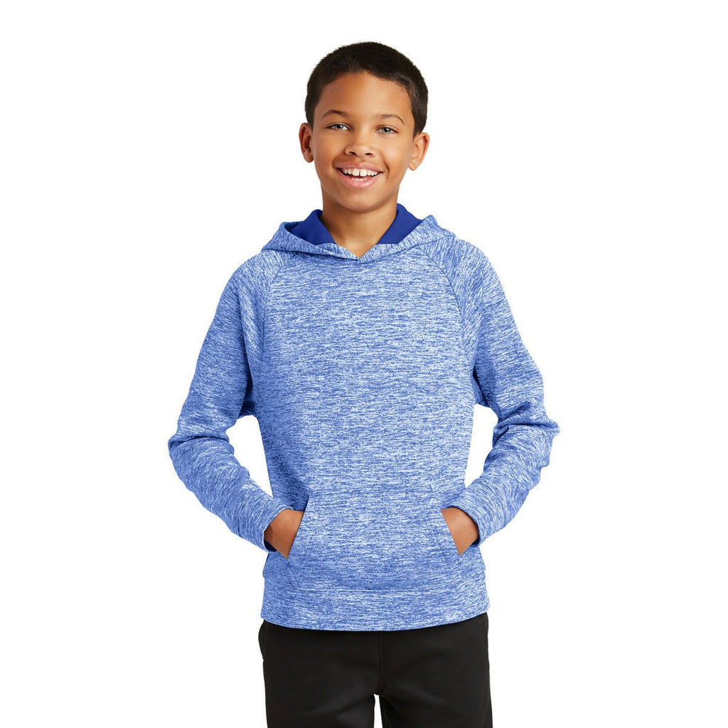 Sport-Tek Youth True Royal Electric Heather PosiCharge Fleece Hooded Pullover