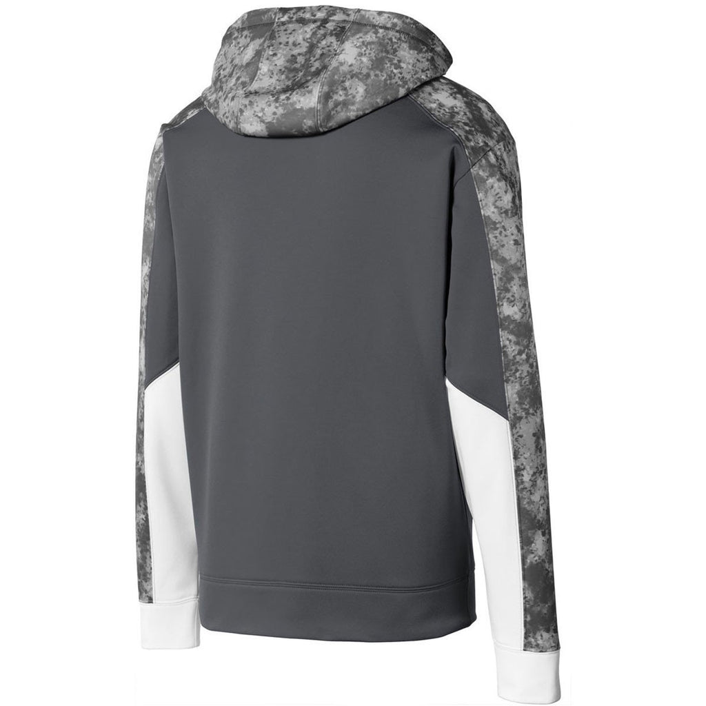 Sport-Tek Youth Dark Smoke Grey/Dark Smoke Grey Sport-Wick Mineral Freeze Fleece Colorblock Hooded Pullover