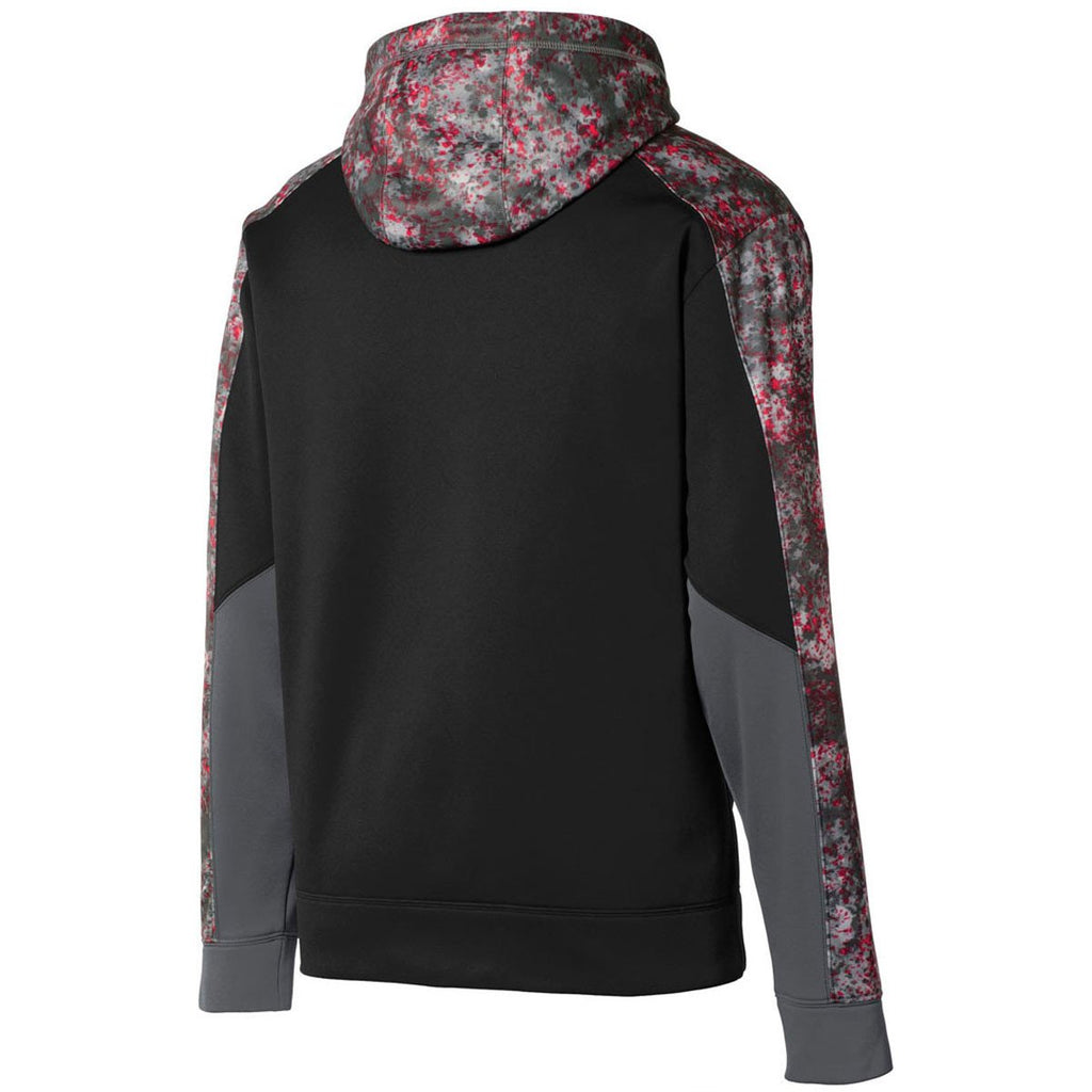 Sport-Tek Youth Deep Red/Black Sport-Wick Mineral Freeze Fleece Colorblock Hooded Pullover