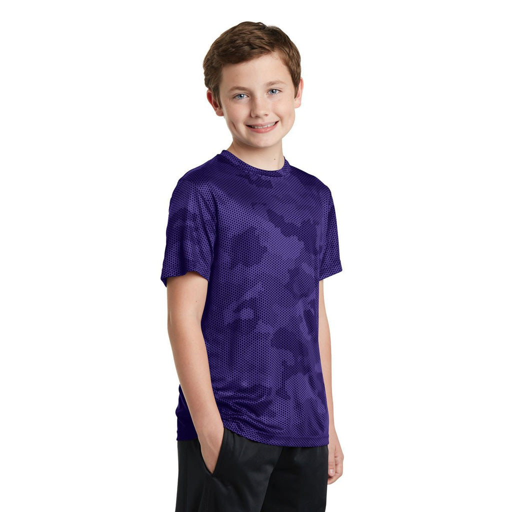 Sport-Tek Youth Purple CamoHex Tee